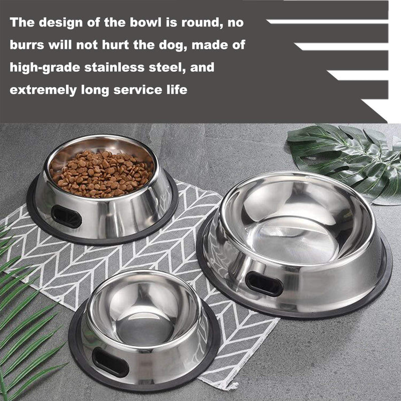 SUOXU Medium Dog Bowl, 2 Stainless Steel Dog Bowls, Dog Plate Bowls With Non-slip Rubber Bases, Medium and Large Pet Bowl For Feeding Water and Food (22cm) 22cm - PawsPlanet Australia