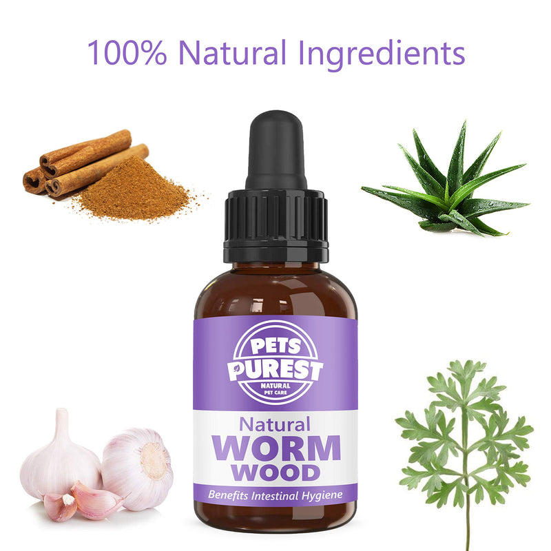 Pets Purest 100% Natural Wormwood Formula - Natural Alternative to Nasty Chemical Products - Benefits Intestinal Hygiene - For Dogs, Cats, Poultry, Birds, Ferrets, Rabbits & Pets (1-2 Year Supply) - PawsPlanet Australia