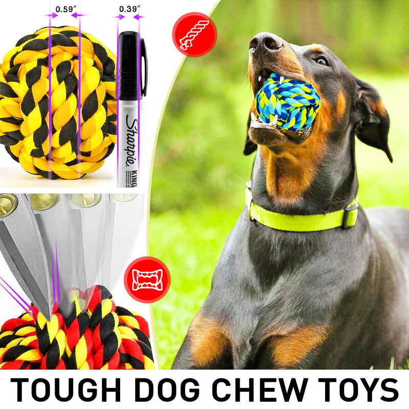 XL Dog Chew Toys for Aggressive Chewers, Dog Balls for Large Dogs, Heavy Duty Dog Toys with Tough Twisted, Dental Cotton Dog Rope Toy for Medium Dogs, 6 Pack Indestructible Puppy Teething Chew Toy - PawsPlanet Australia