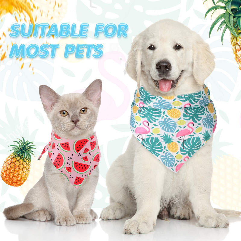 12 Pieces Dog Bandana Scarf Washable Triangular Bibs Pet Summer Flamingo Fruit Print Adjustable Washable Kerchief Hawaii Dog Bandana for Small and Large Dogs (Fruit and Leaves Patterns) Fruit and Leaves Patterns - PawsPlanet Australia