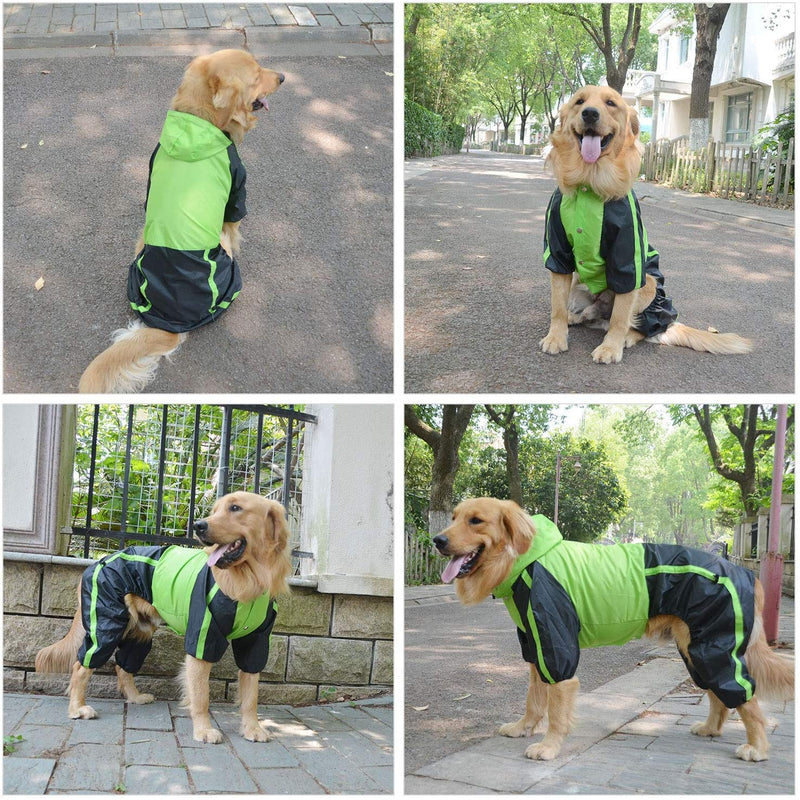 Lovelonglong Dog Hooded Raincoat, Small Dog Rain Jacket Poncho Waterproof Clothes with Hood Breathable 4 Feet Four Legs Rain Coats for Small Medium Large Pet Dogs Green XS XS (Small Dog) - PawsPlanet Australia