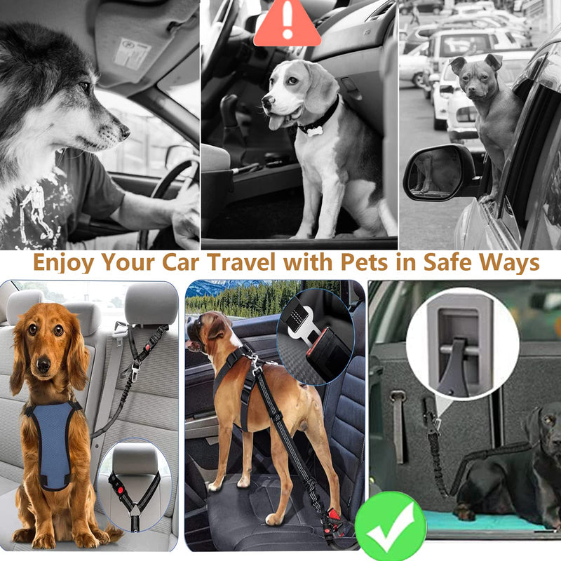 Kelivi Dog Car Seat Belt, 3-IN-1 Dog Seat Belt Pet Dog Seat Belts for Cars Headrest Restraint Hook Latch Bar Clip Buckle Tether for Large Medium Small Dogs With Dog Bowl Black 3-In-1, 1 Pc - PawsPlanet Australia
