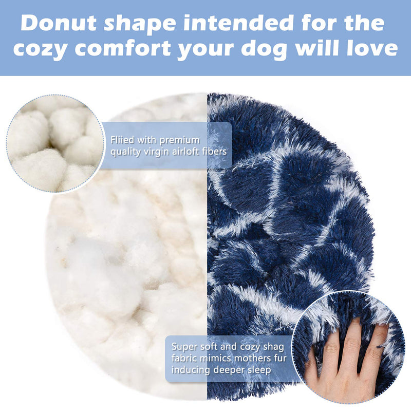 INVENHO Orthopedic Dog Bed Cat Bed for Small Medium Dogs Pet Bed Donut Cuddler Round Soft Calming Bed, Self Warming and Washable Sleeping Bed (16-Inch, White Blue) 16-Inch Blue White - PawsPlanet Australia