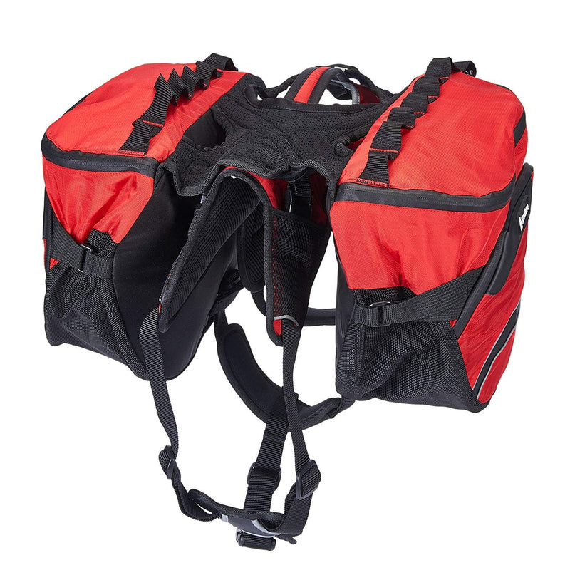 [Australia] - Pettom Dog Saddle Backpack 2 in 1 Saddblebag&Vest Harness with Water-Resistant for Backpacking, Hiking, Travel, for Small, Medium & Large Dogs Red 