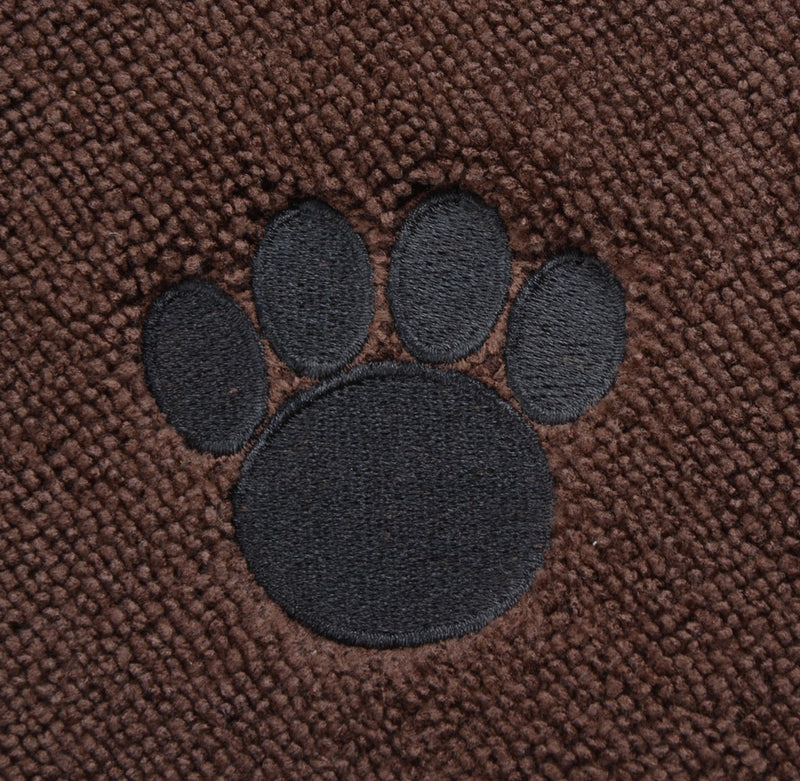 [Australia] - SINLAND Microfiber Pet Bowl Mat Dish Drying Mat with Anti-Skid Backing 12.5 Inch x 21.5 Inch Brown Oval 