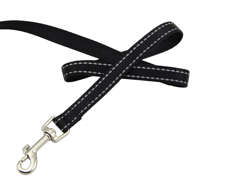 [Australia] - BIG SMILE PAW Reflective Dog Leash for Small Dogs,Padded Handle,Small Breed Leash Black 