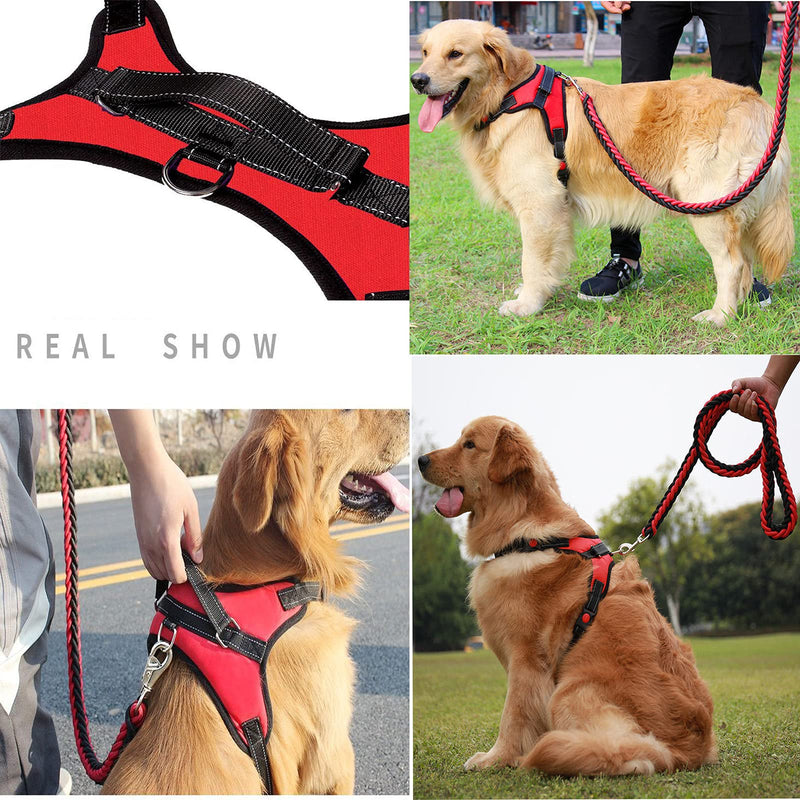 UNIVERSESTAR Dog Harness No-Pull Pet Harness, Adjustable Outdoor Walking Pet Reflective Oxford Soft Vest with Handle Easy Control for Small Medium Large Dogs (M,Red) - PawsPlanet Australia