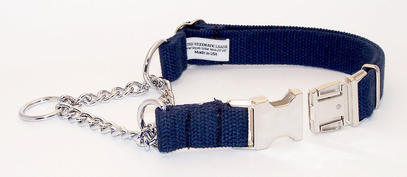 [Australia] - The Ultimate Leash Cotton Series Martingale Dog Collar | Adjustable, Premium, Heavy Duty, Durable, Strong Training Collar | Made in The USA 20-26" Navy 