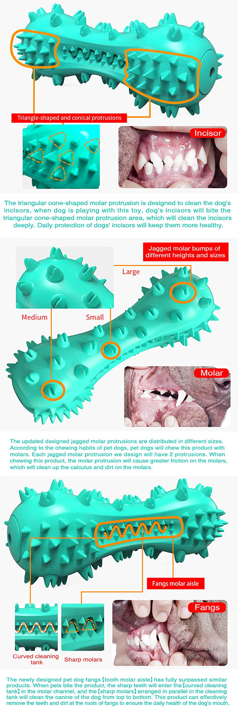 Johson Dog Chew Toys Squeaky Interactive Chew Stick Natural Rubber Indestructible Bites Stick Tough Toothbrush for Medium and Large Dog's Teeth Cleaning - PawsPlanet Australia