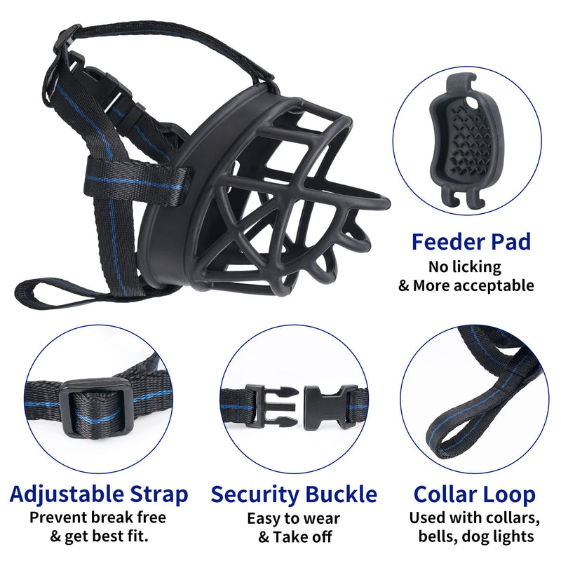 Zeaxuie Humanized Basket Dog Muzzle - with Slow Feeder Pad, Positively Lead Dog to Accept, Adjustable Free Breath Cage Muzzles for Small, Medium, Large & Aggressive Breed, Can be Used with Collar M (Snout 10-12'') - PawsPlanet Australia
