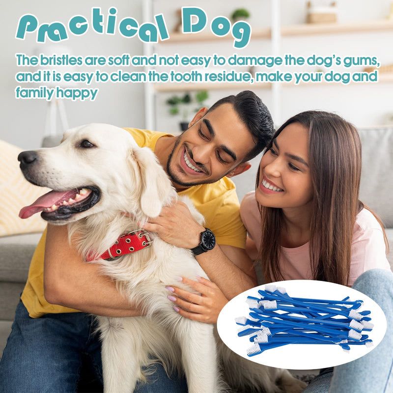 200 Pieces Dog Toothbrush Double Headed Dog Cat Pet Toothbrush Long Handle Dog Tooth Brushing Kit Soft Bristles Pet Toothbrush for Dogs Cat Puppy and Most Pets Teeth Cleaning Dental Oral Care (Blue) - PawsPlanet Australia
