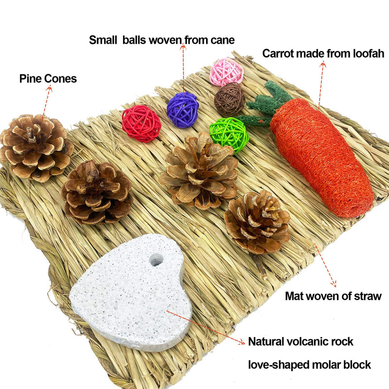 kathson Bunny Grass Bed Portable Grass Bed Mat Hand-Made with Natural Straw Lightweight Paws Protection Bedding Nest Small Animals Chew Toys for Rabbit Guinea Pig Hamster Gerbil Chinchilla Mice - PawsPlanet Australia