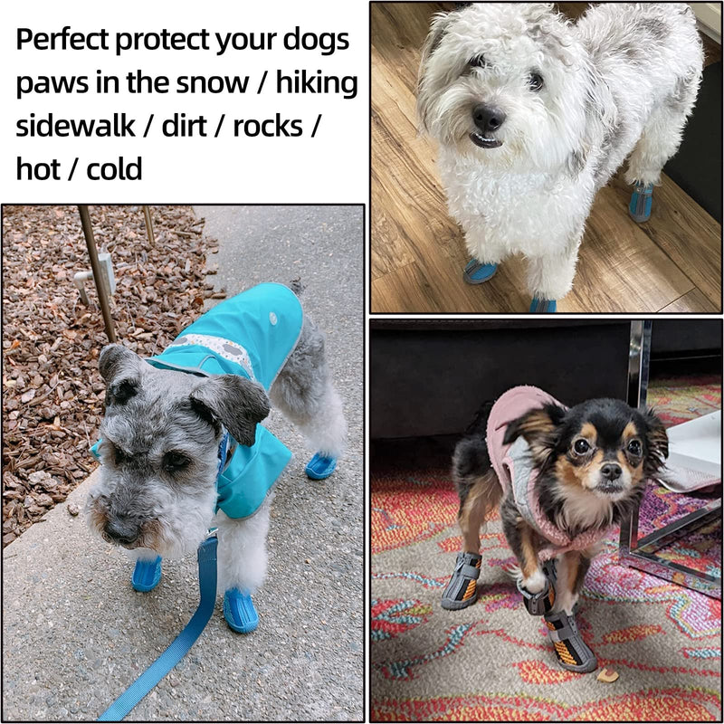Hcpet Dog Boots Paw Protector, Anti-Slip Breathable Dog Shoes for Small Medium Dogs with Reflective Straps, Waterproof Puppy Booties 4Pcs Army Green 1.10"*1.37" - PawsPlanet Australia