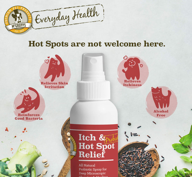 Mcgrupps Vet Approved Itch & Hotspot Probiotic Spray for Dogs | All Natural Odorless Tasteless Skin Irritation Relief | Allergy and Coat Treatment | Made and Bottled in The USA - PawsPlanet Australia