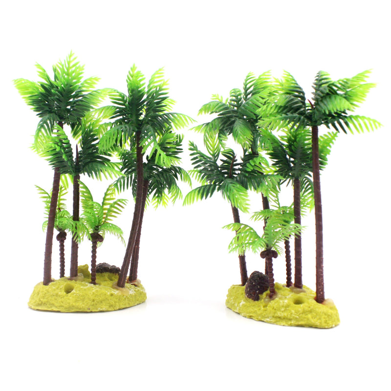 [Australia] - M2cbridge Set of 2 Plastic Coco Tree Plants Palm Tree for Fish Tank Aquarium Decor 