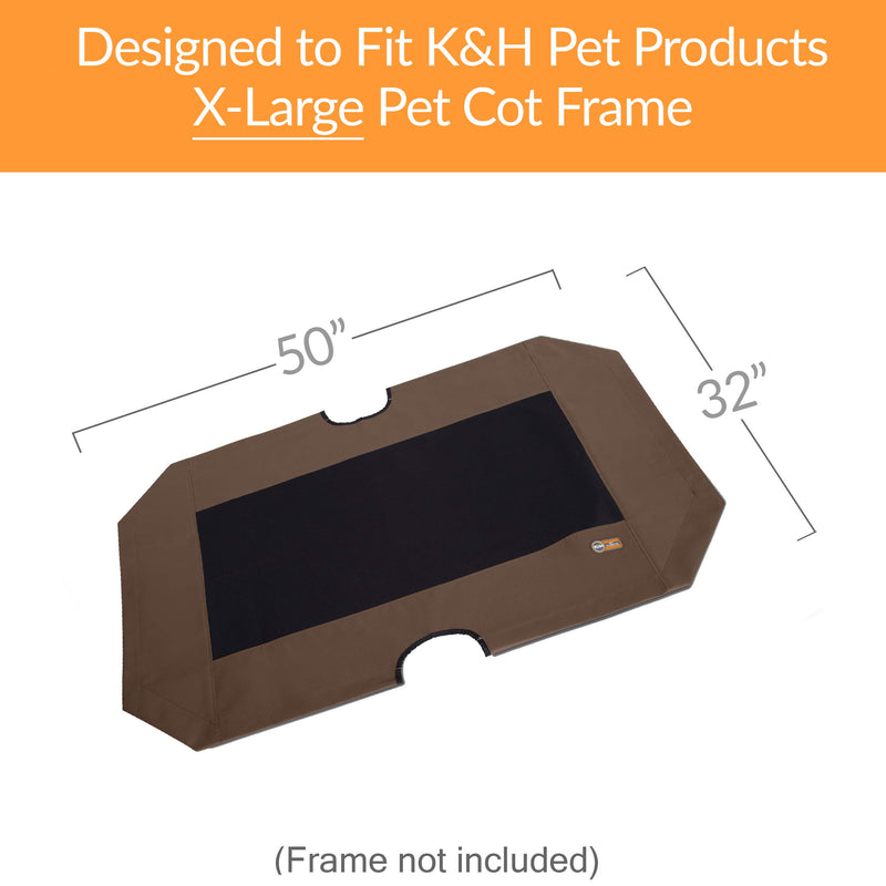 [Australia] - K&H Pet Products Original Pet Cot Replacement Cover (Cot Sold Separately) - Chocolate/Black Mesh, X-Large 32 X 50 Inches 
