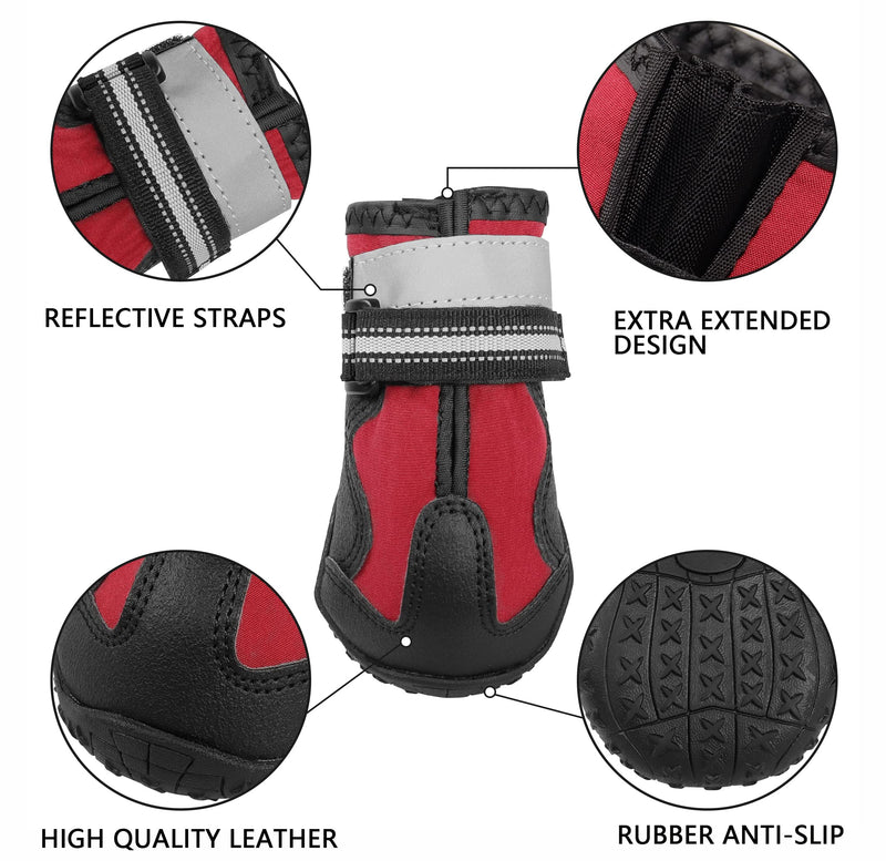 YAODHAOD Dog Shoes Dog Boots & Paw Protectors Waterproof Rugged Anti-Slip Sole Outdoor Dog Hiking Boots with Reflective Strips Winter Snow Booties for Medium Large Dogs 4PCS/Set (Black, Size 8) Black Size 8: 3.3''x3.0''(L*W) (for 74-88 lbs) - PawsPlanet Australia
