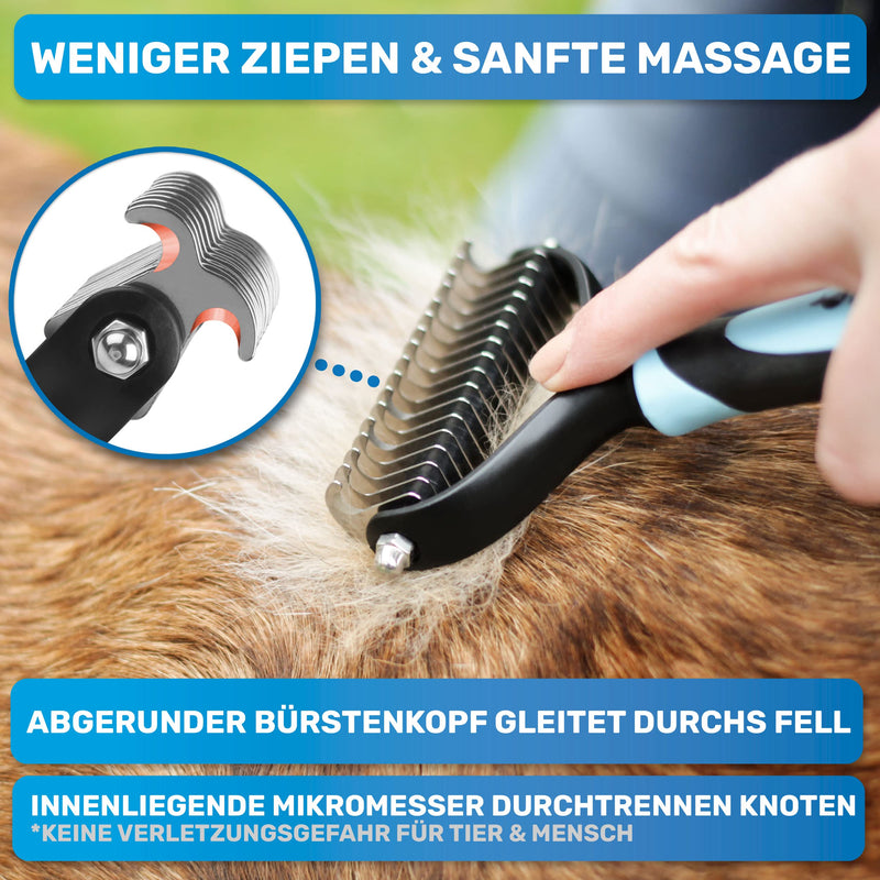 BluePet UnterwollToll dog brush & cat brush for long hair | Undercoat comb removes undercoat & tangles | Massage effect & top hair protection | Fur brush size ML 2.0 pink - PawsPlanet Australia