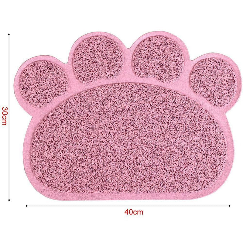 [Australia] - UEETEK Cat Litter Mat Non-Slip Pet Paw Shape Mat Pet Dog Cat Puppy Kitten Dish Bowl Food Water Placemat Mat 3040cm (Pink) 