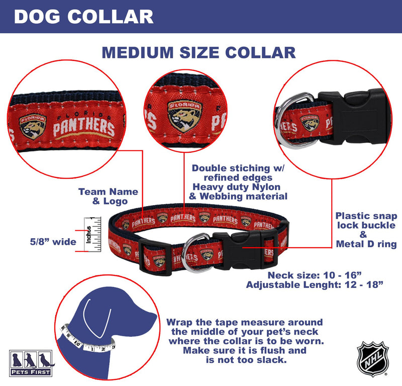[Australia] - Pets First Florida Panthers Dog Collar Medium (12 - 18" Length x 0.62" Width) 