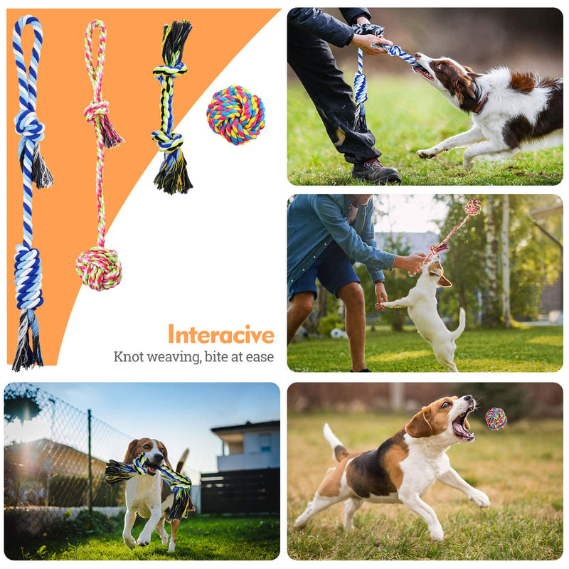 WD&CD 8 Pcs Dog Toys, Chew Toys for Dogs Dog Squeaky Toy Dog Chew Rope Toy Puppy Teething Toy Dog Rope Toy for Puppies Small Large Dogs - PawsPlanet Australia