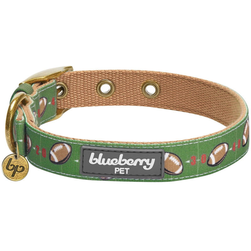 [Australia] - Blueberry Pet 5 Patterns Durable Sports Fan Canvas Dog Collars Collar - (13"-16.5") Neck * 3/4" Wide Sports - Football 