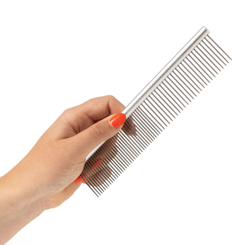 Mikki stainless steel comb for dog and puppy care, including when changing fur, for Poodle crosses such as Cockapoos, Labradoodles, Cavapoos, Maltipoos and Golden Doodles, blue - PawsPlanet Australia