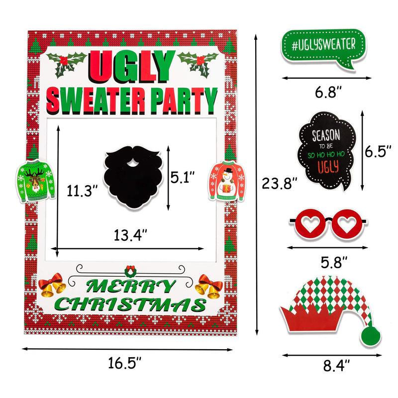 Christmas Photo Booth Props Ugly Sweater Photo Props Set of 8 Xmas Ugly Sweater Party Booth Frame Christmas Tacky Sweater Photo Booth 2020 New Years Party Eve Decorations by Joy Day Red and White - PawsPlanet Australia
