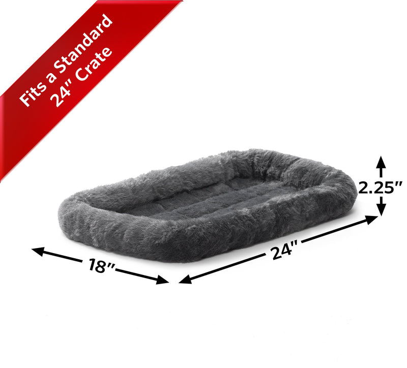 [Australia] - New World Gray Dog Bed | Bolster Dog Bed Fits Metal Dog Crates | Machine Wash & Dry 24-Inch 