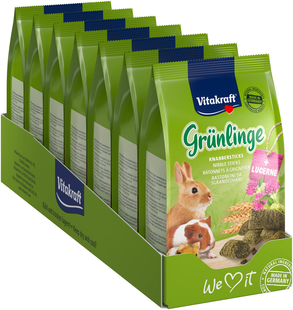 Vitakraft Greenlings, nibble sticks for rodents, with grain and alfalfa, no added sugar (7x 50g) - PawsPlanet Australia