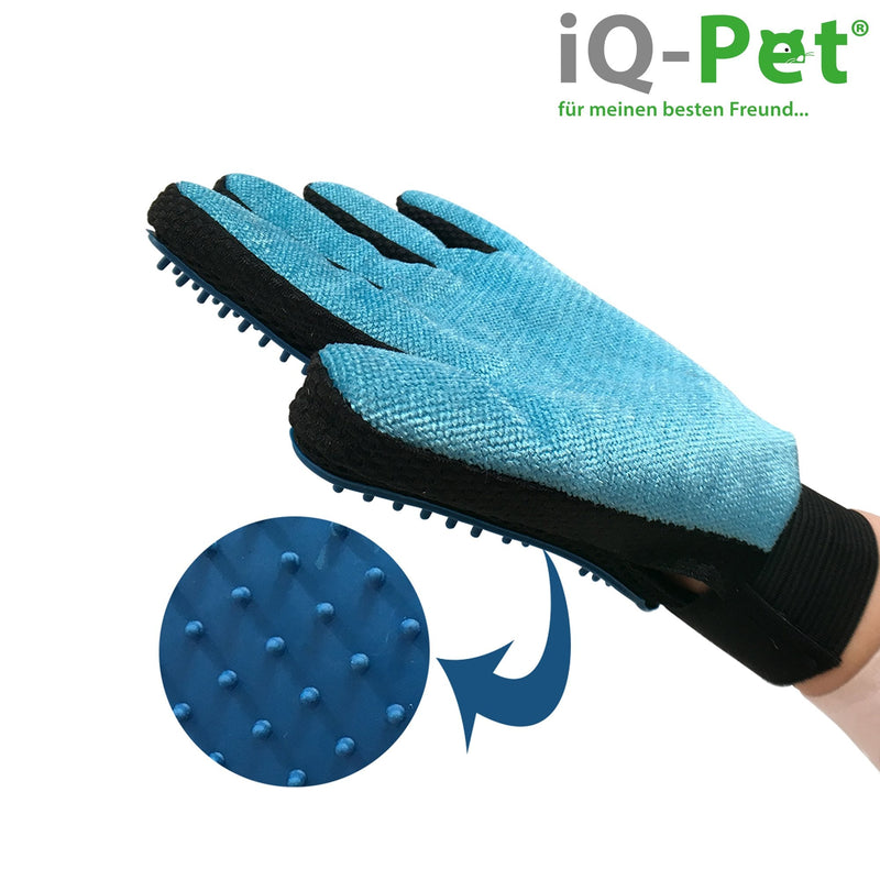 iQ-Pet grooming glove | 2 sides: rubber + microfiber - PawsPlanet Australia