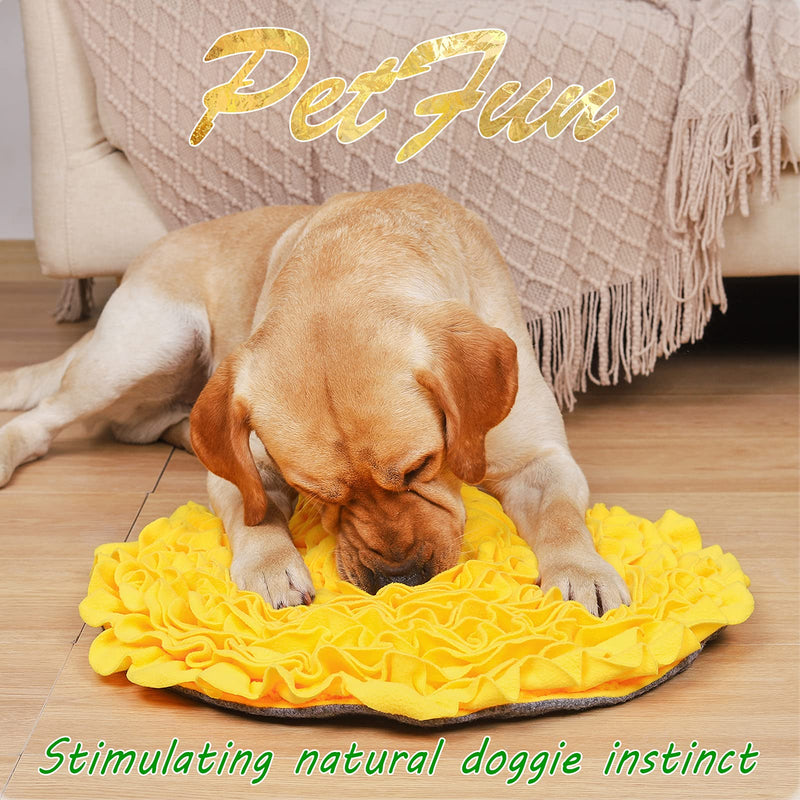 PetFun Snuffle Mat for Dogs Puzzle Treat Dispenser Puppy Interactive Toys for Large Small Dogs Nosework Mat for Pet Treat Puzzle Dog Lick Mat for Dogs Feeding Mat Interactive Snuggle Puppy Toy Yellow - PawsPlanet Australia