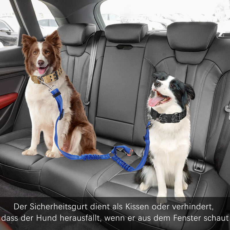 Dog seat belt for car, adjustable seat belt 52-75 cm, adjustable dog seat belt for travel, elastic dog seat belt double-headed for dogs, cats and car blue - PawsPlanet Australia