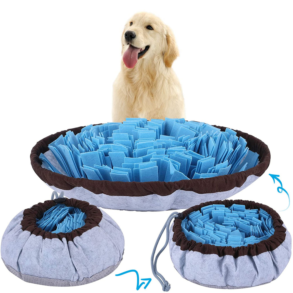 HomeMall Dog Sniffing Mat, Sniffing Rug Dog Toy, Washable Pet Food Mat for Smell Training and Slow Eating, Dog Treat Dispenser Indoor Outdoor Stress Relief Blue - PawsPlanet Australia