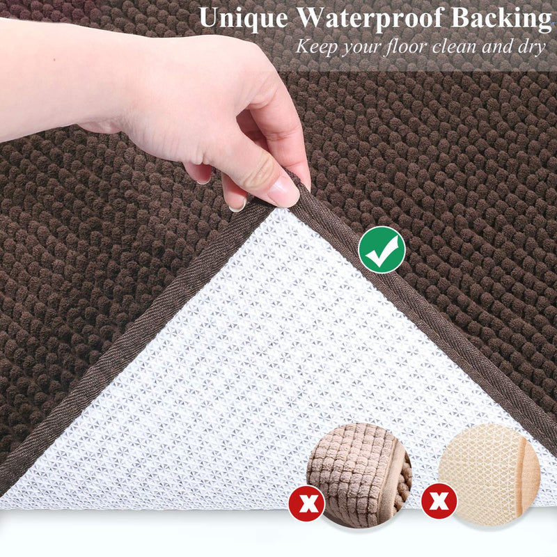 Vivaglory Cat Litter Mats, 31"× 20" or 35"× 25" Super Soft Microfiber Pet Mats for Litter Boxes with Waterproof Back, Machine Washable 31"× 20" Brown - PawsPlanet Australia