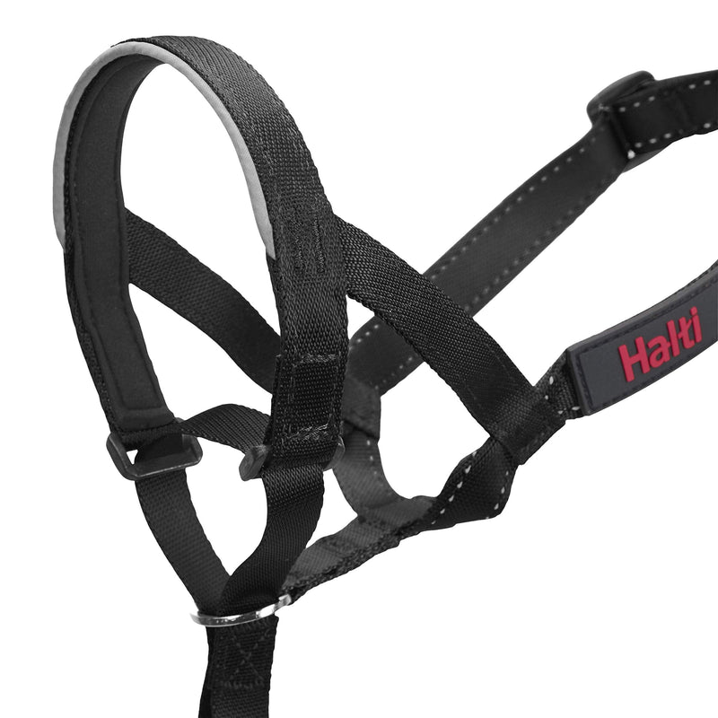 HALTI Headcollar Size 3 Black, UK Bestselling Dog Head Harness to Stop Pulling on the Lead, Easy to Use, Padded Nose Band, Adjustable & Reflective, Professional Anti-Pull Training Aid for Medium Dogs - PawsPlanet Australia