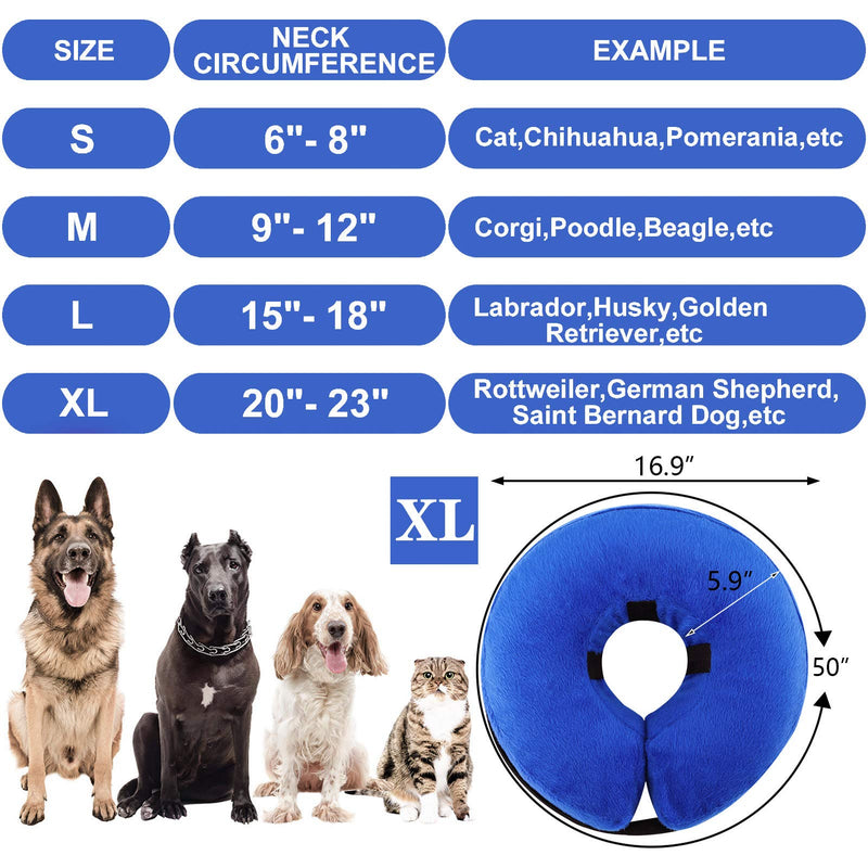 AhlsenL Inflatable Comfy Cone for Dogs Cats Protective Soft Pet Recovery Collar After Surgery Prevent Dogs from Biting & Scratching Large - PawsPlanet Australia