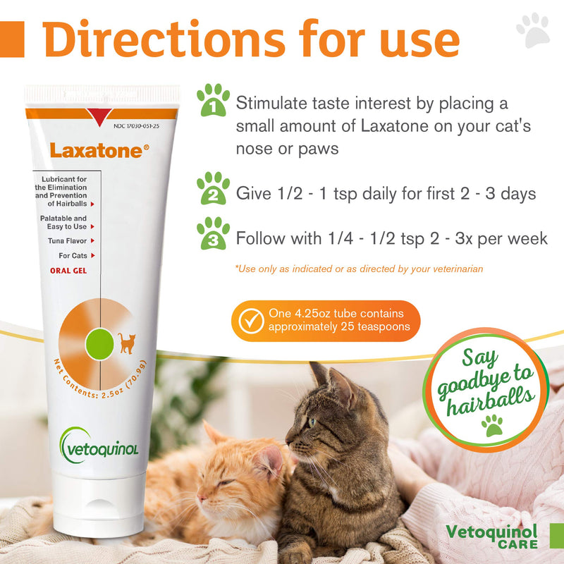 Vetoquinol Laxatone: Oral Hairball Lubricant Gel for Cats – Tuna-Flavored, 2.5 oz - PawsPlanet Australia