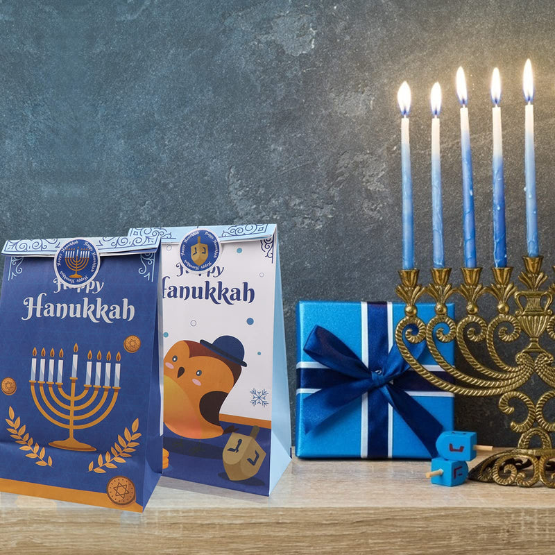 Welecom 12 PCS Hanukkah Bags Hanukkah Party Goodie Bags Hanukkah Stickers Hanukkah Gift Bag Set Hanukkah Party Favors Hanukkah Party Holiday Hanukkah Christmas Party Supplies Favors - PawsPlanet Australia