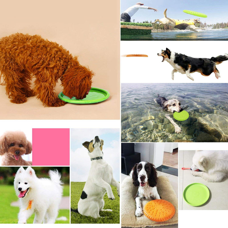 Legendog 2 Pcs Dog Flying Disc Rubber Catcher Toy 9 Inch Large Dog Toys Green&Orange - PawsPlanet Australia