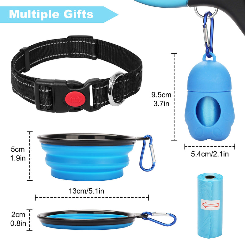 [Australia] - BABYLTRL Upgraded Retractable Dog Leash, 360° Tangle-Free Dog Walking Leash for Heavy Duty up to 110lbs, 16ft Strong Reflective Nylon Tape with Anti-Slip Handle, One-Handed Brake, Pause, Lock Blue 