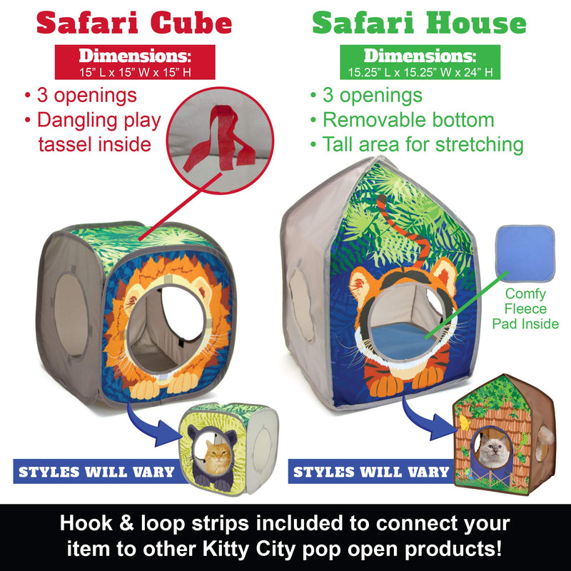 [Australia] - Kitty City Jungle Cat Cube Combo, Collapsible Cat Cube, Cat Bed, Tunnel, Cat Toys Safari Cube 