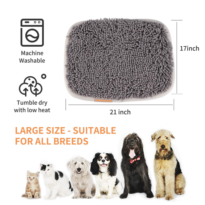 FAT CHAI & MARK Pet Snuffle Mat for Dogs 21" x 17" Interactive Dog Puzzle Toy Enrichment Toys for Foraging and Digging - Slow Feeder for Cat Puppy - Nosework Blanket with Suction Cups gray - PawsPlanet Australia