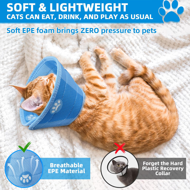 Cat Neck Brace, Adjustable Neck Brace Cat Collar for Protective Collar Wound Recovery, Recovery Collar Soft Collar Cone After Surgery, Prevent Wound Leakage - (Blue, M) - PawsPlanet Australia