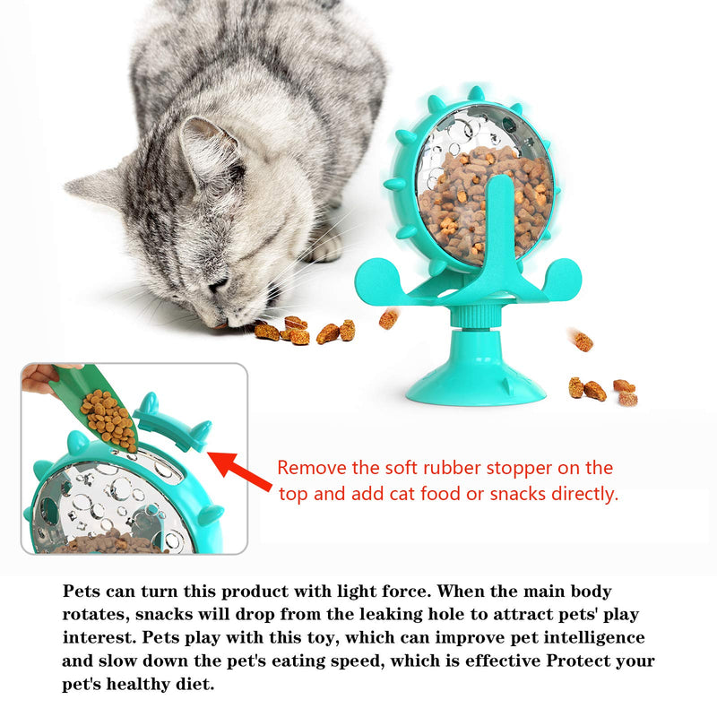 Elvesera Cat Windmill Turntable Toy, Interesting Food Leakage Device for Cats and Dogs, This is a Multi-Functional and Interesting Rotating Slow-Speed cat Puzzle Feeder Blue - PawsPlanet Australia