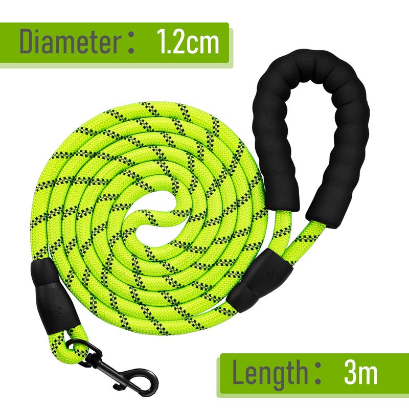 kiniza Strong Dog Leash with Comfortable Padded Handle 10 FT Dog Leash Reflective Dog leashes 3M Rope Leashes for Dogs Long Rope Dog Leashes for Medium and Large Dogs - PawsPlanet Australia