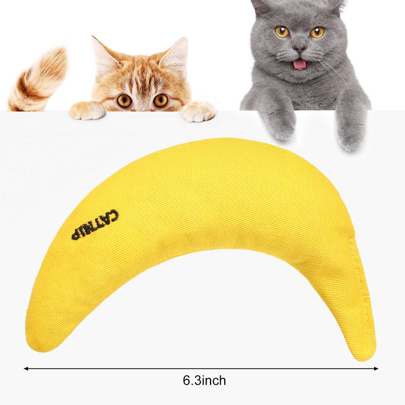 Sotiff 4 Pieces Catnip Toys Yellow Banana Cat Chew Catnip Toys Kitten Interactive Toy Reliable Catnip Filled Cat Toys for Indoor Cats Kittens Chewing Biting Grinding Claw - PawsPlanet Australia