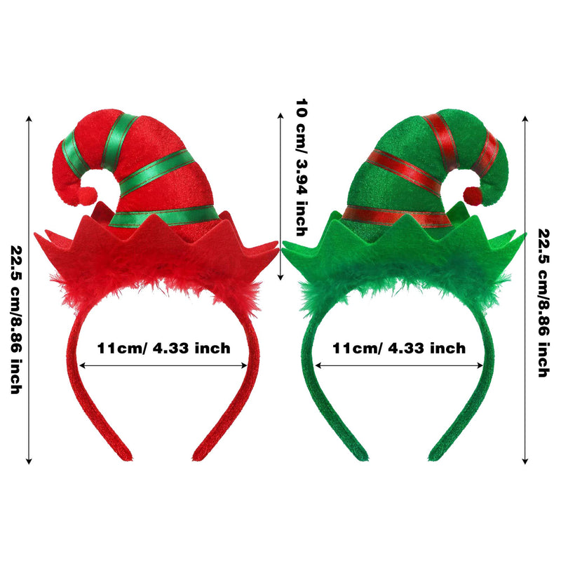 Trounistro 4 Pack Christmas Christmas Headbands Elf Headband Elf Hat Hair Hoop For Christmas Holiday Party Decoration - PawsPlanet Australia