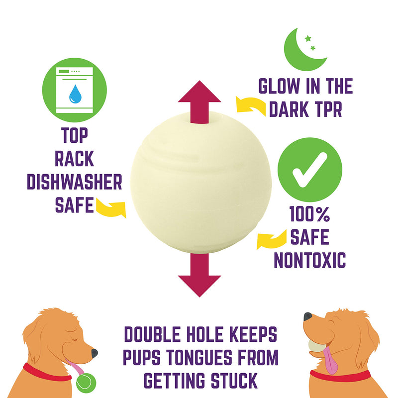 [Australia] - Chew King Fetch Balls, Glowing Balls for Dogs, Fits Ball Launcher Glow ball 2 pk/ 3" 