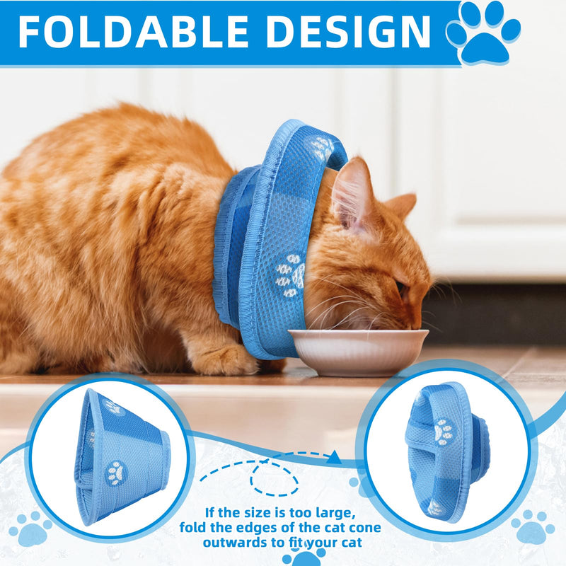 Cat Neck Brace, Adjustable Neck Brace Cat Collar for Protective Collar Wound Recovery, Recovery Collar Soft Collar Cone After Surgery, Prevent Wound Leakage - (Blue, M) - PawsPlanet Australia
